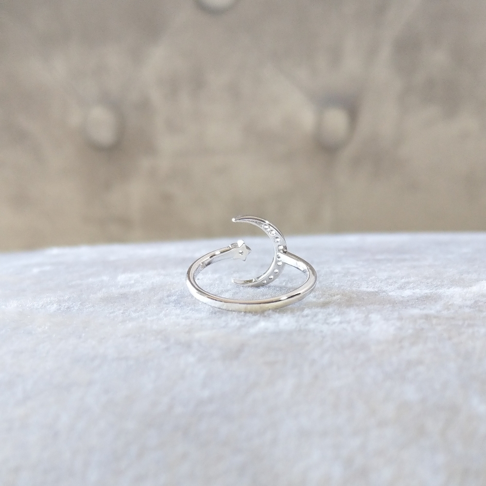 💎NEW💎 925 STERLING SILVER MOON & STARS RI - Picture 9 of 9